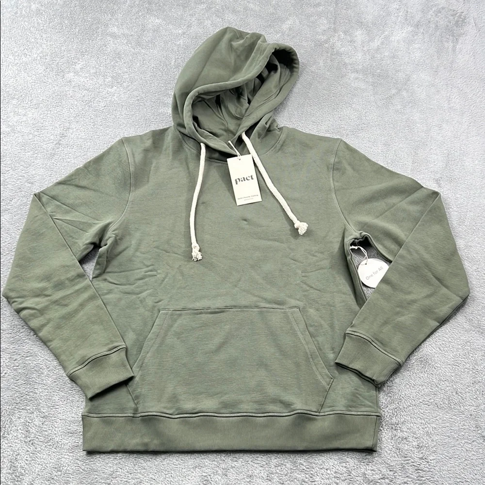 NEW PACT M 100% Organic Cotton Unisex One For All Pullover Caper Hoodie - Picture 1 of 12